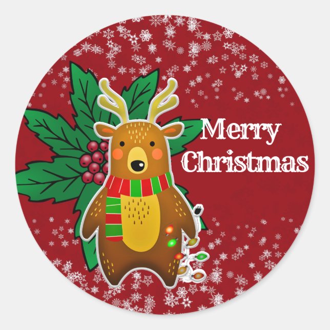 Sticker Rond Hiver Noël Ours Flammes de neige Kid's Party Craft (Devant)