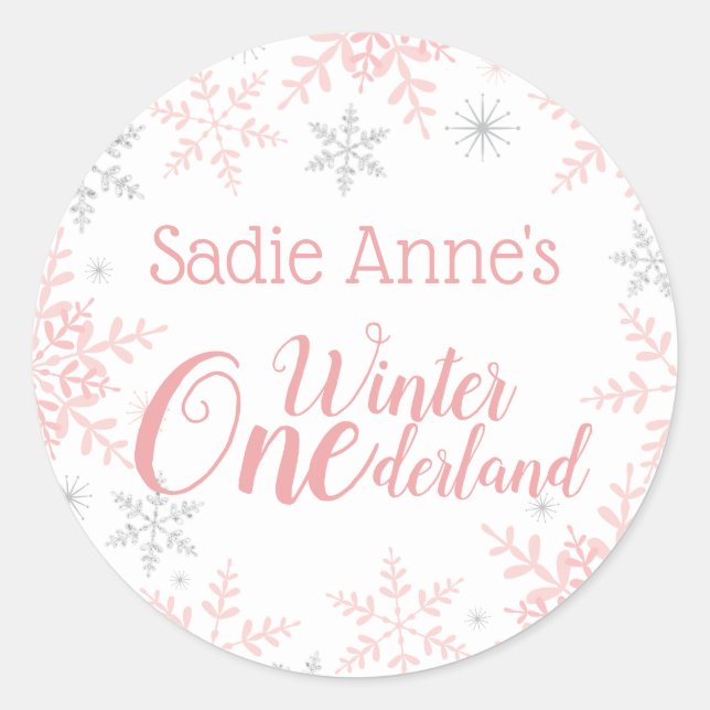 Sticker Rond Hiver ONE derland Anniversaire Parties scintillant (Devant)