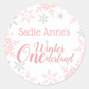 Sticker Rond Hiver ONE derland Anniversaire Parties scintillant