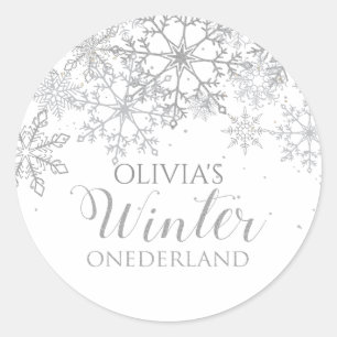 Sticker Rond Hiver Onederland 1er anniversaire Flammes de neige