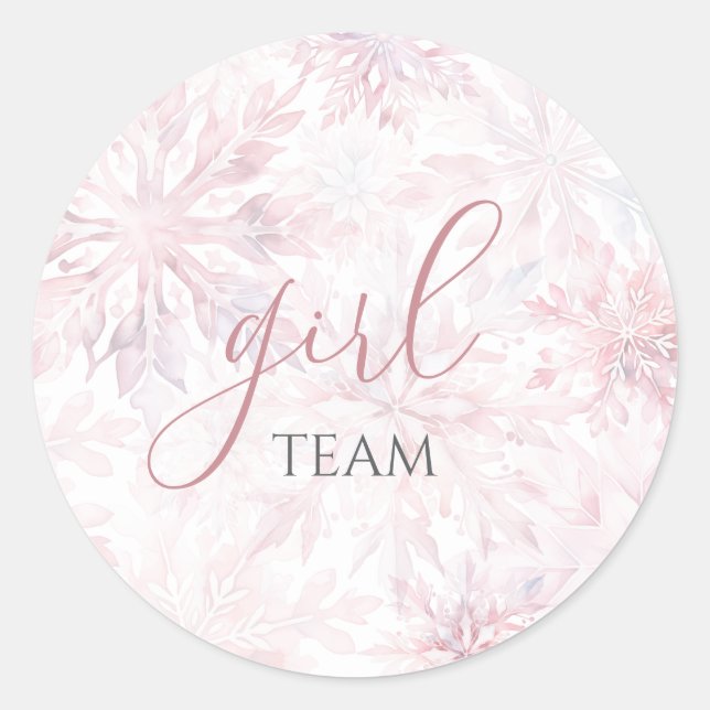 Sticker Rond Hiver Pink Snowflake Épreuve genre Équipe de révél (Devant)