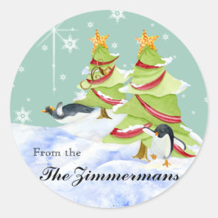 Sticker Rond Hiver Whimsy mignon ours polaire Baby dans l'étoil