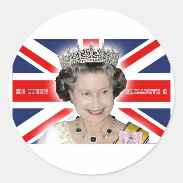 Sticker Rond HM Queen Elizabeth II - Photo Pro (Devant)