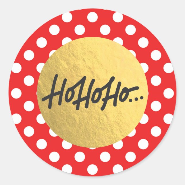 Sticker Rond HO HO HO Christmas Holiday Red White Pois (Devant)