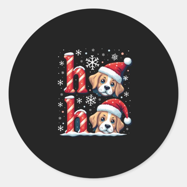 Sticker Rond Ho Ho Ho Great Pyrenees Dog Lover Christmas Santa  (Devant)