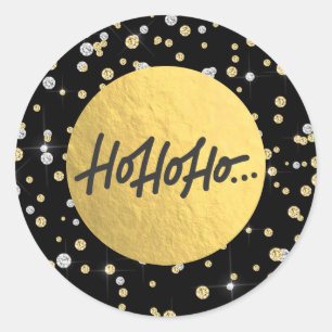Sticker Rond HO HO HO Noël Holiday Moderne Black Gold Fusion
