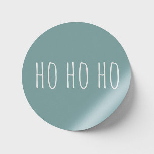 Sticker Rond Ho Ho Ho Noël Santa. Vacances d'hiver Gris Bleu