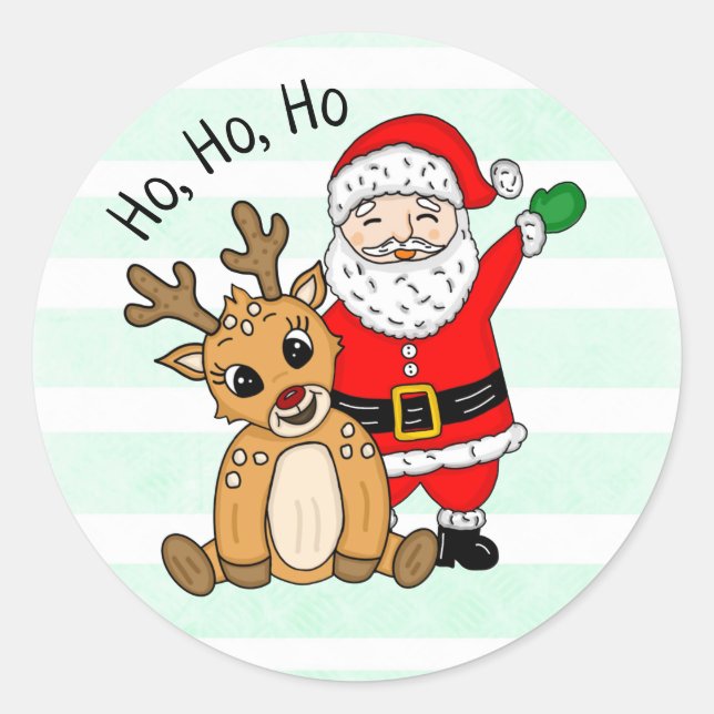 Sticker Rond Ho Ho Ho Rennes et Père Noël Noël (Devant)