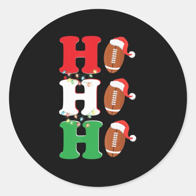 Sticker Rond Ho Ho Ho Santa Hat Fun Football Américain Noël (Devant)