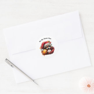 Sticker Rond Ho-Ho-Home Run Raccoon Envelope Seals • 1.5″ Round