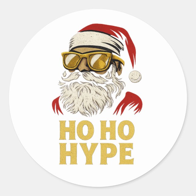 Sticker Rond HO HO HYPE – Santa Gold (Devant)