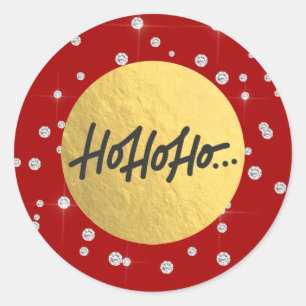 Sticker Rond HO HO Jours de Noël Rouge Doigts d'argent