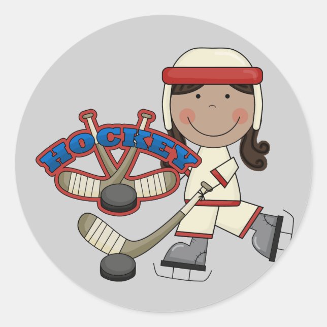 Sticker Rond HOCKEY - Chemises et cadeaux de filles afro-améric (Devant)