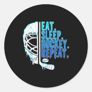 Sticker Rond Hockey Crème Glacée Dégoulinant Manger Dormir Hock