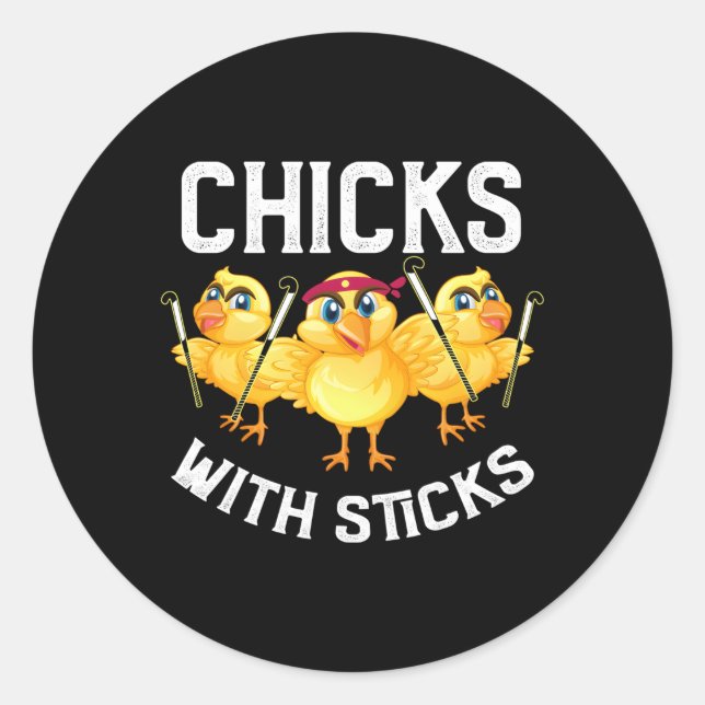 Sticker Rond Hockey De Terrain Pour Les Poussins Avec Bâtons Ho (Devant)
