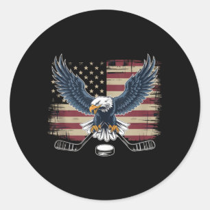 Sticker Rond Hockey Drapeau Américain
