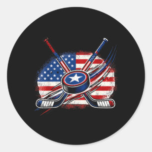 Sticker Rond Hockey du 4 juillet Drapeau américain Patriotique 