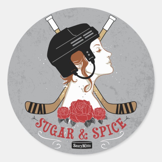 Sticker Rond Hockey féminin de sucre et d'épices (Devant)