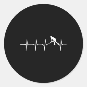 Sticker Rond Hockey - Hockey de terrain battement de coeur pour