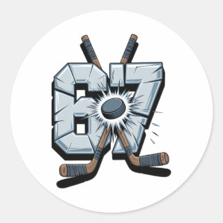 Sticker Rond Hockey Meme Six Seven 6 7 67 Hockey Meme