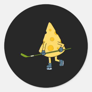 Sticker Rond Hockey Player Cute Cheese Hobby Sports Performance