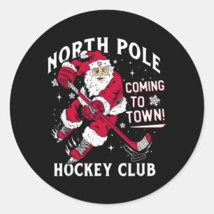 Sticker Rond Hockey Pôle Nord Venant En Ville Noël