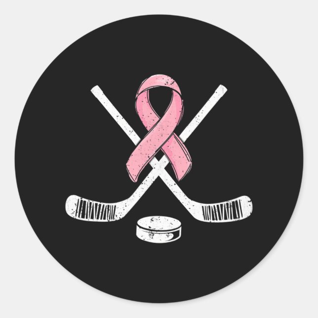 Sticker Rond Hockey rose Ruban Brebis Sensibilisation au cancer (Devant)