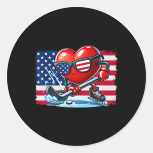 Sticker Rond Hockey Saint-Valentin Valentin Drapeau américain S