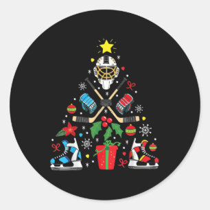 Sticker Rond Hockey sur glace Arbre de Noël Ornements Fun Noël