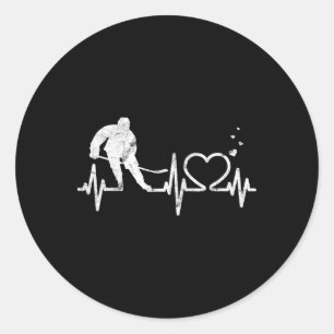 Sticker Rond Hockey sur glace Cœur Saint-Valentin Battement de 