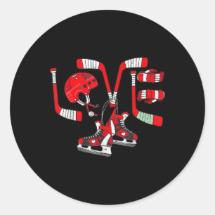 Sticker Rond Hockey sur glace Coeur Valentines Jour Amour Cadea