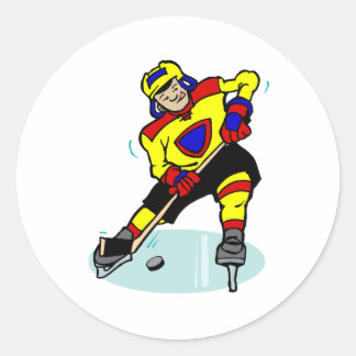 Sticker Rond Hockey sur glace jaune bleu rouge
