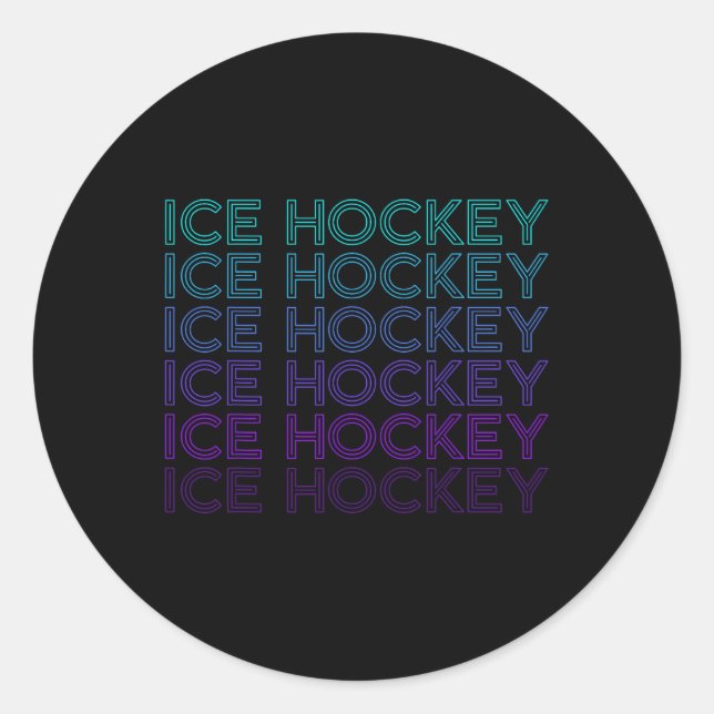 Sticker Rond Hockey sur glace rétro (Devant)