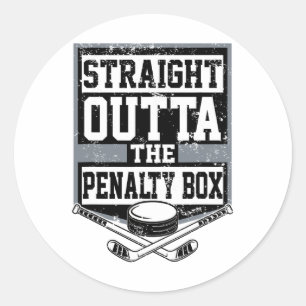 Sticker Rond Hockey sur glace tout droit sorti du banc des péna