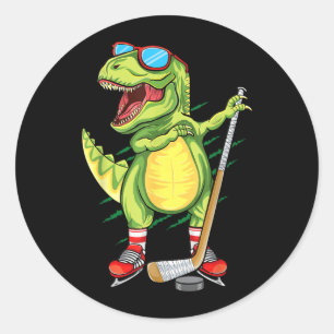 Sticker Rond Hockeysaurus amateurs de dinosaures de sport faisa