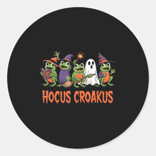Sticker Rond Hocus Croakus Frog Halloween Magic Spell Funny Wit (Devant)