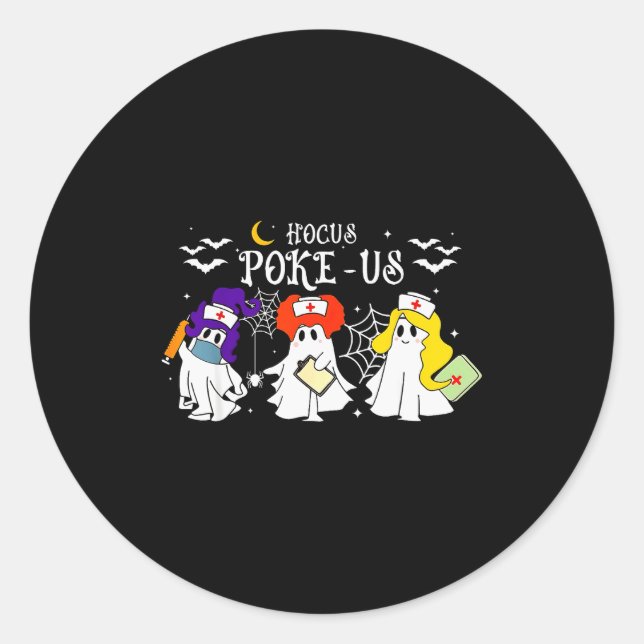 Sticker Rond Hocus Ke-us Witch Nurse Halloween Medical Lab Tech (Devant)