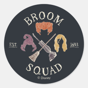 Sticker Rond Hocus Pocus Broom Squad Est. 1693