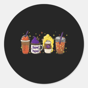 Sticker Rond Hocus Pocus Citrouille Épice Latte Café Amour Chut
