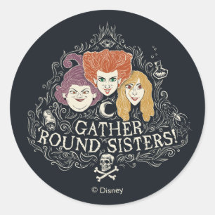 Sticker Rond Hocus Pocus Rassembler 'Soeurs Rondes
