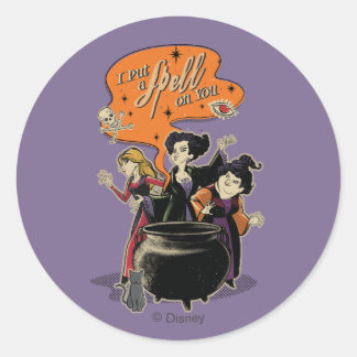 Sticker Rond Hocus Pocus Retro Spellcasting Cauldron