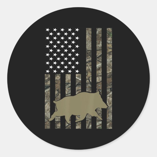 Sticker Rond Hog Hunting For Men Women Wild Boar Pig Hunter (Devant)