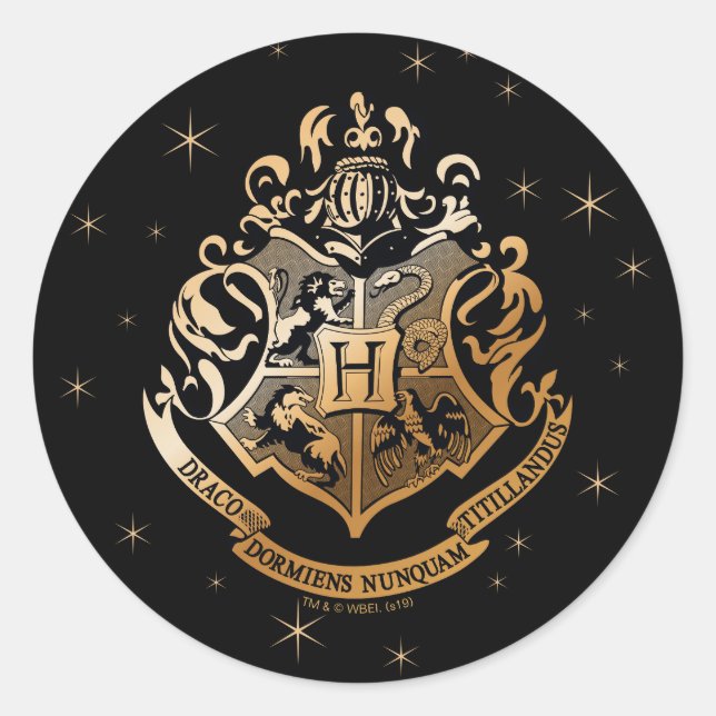 Sticker Rond HOGWARTS™ Crest doré (Devant)