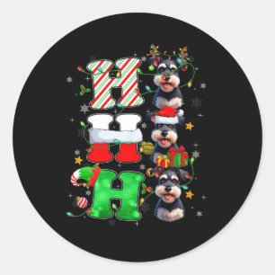Sticker Rond Hohoho Schnauzer Chien Père Noël Elf Casquette Rei
