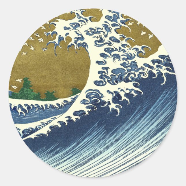 Sticker Rond Hokusai Big Wave Japon Art japonais (Devant)