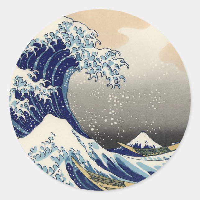 Sticker Rond Hokusai : La grande vague de Kanagawa (Devant)