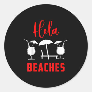 Sticker Rond Hola Pineapple Soda Girl Sur Les Plages Au Coucher