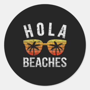 Sticker Rond Hola Plages Débardeur Funny Beach Vacances Shirt S