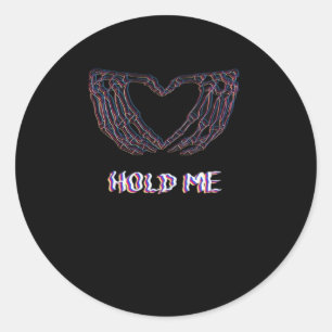 Sticker Rond Hold Me Classic - Skeleton Hand Heart