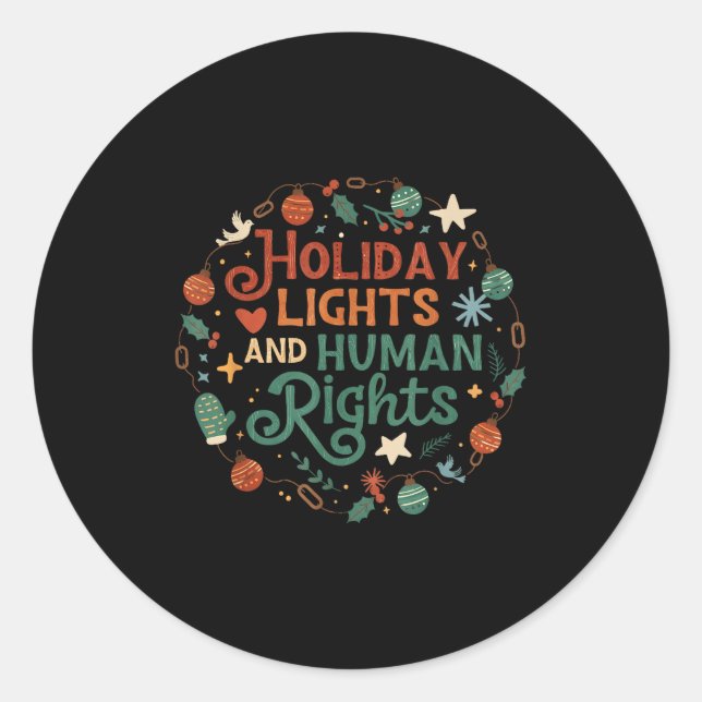 Sticker Rond Holiday Lights And Human Rights  (Devant)